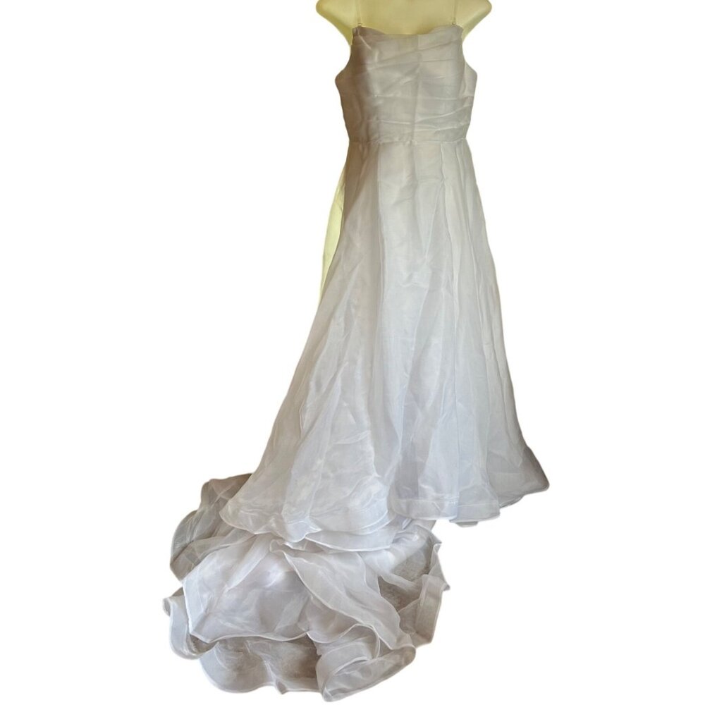 Sweetheart Sleeveless Organza Sweep Train Wedding Dress White Gown 16W